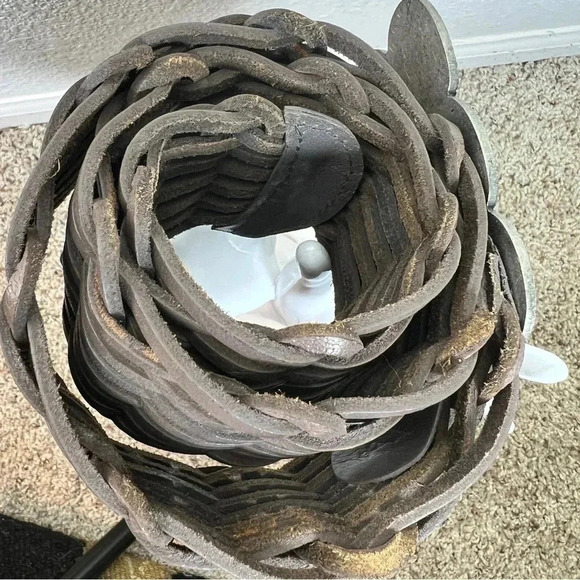 Motit 56 Wide Braided Leather Belt with Metal and Stone Buckle Made in India S - Picture 5 of 14